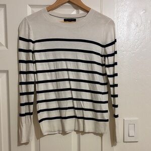Banana Republic Black and White Striped Crewneck Sweater
